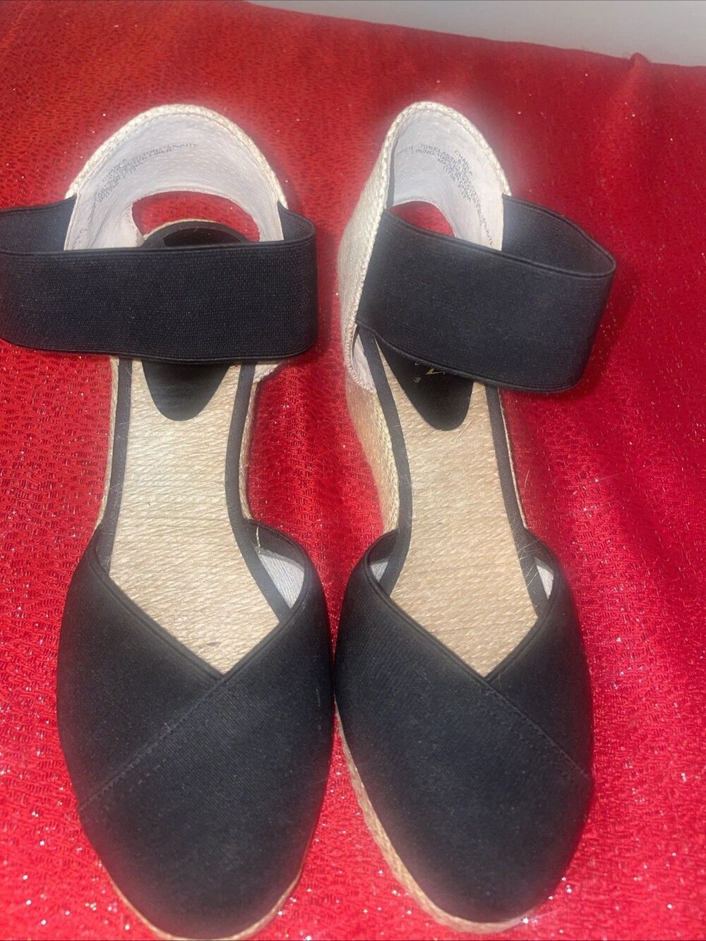 RALPH LAUREN CHARLA CANVAS BLUE DENIM WEDGE ESPADRILLES SANDALS SIZE 8.5B